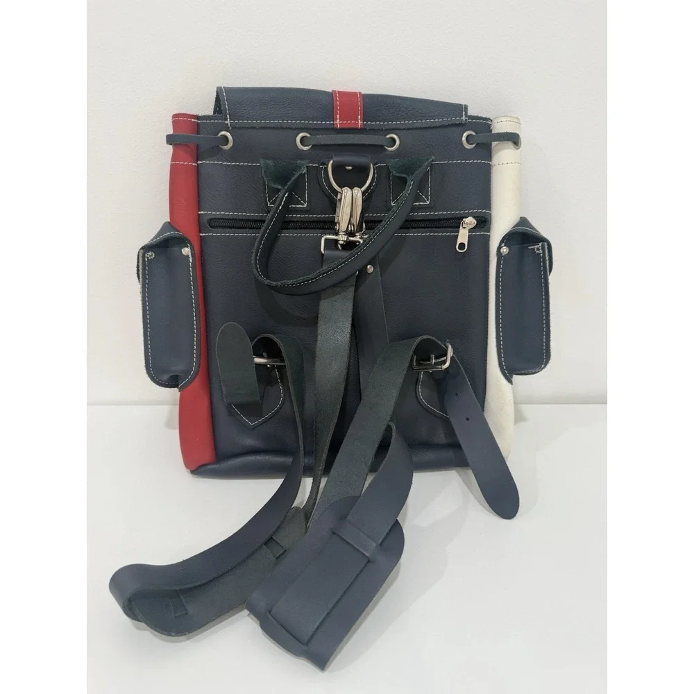 Grafea Leather Large Backpack Patriotic Color Made In England